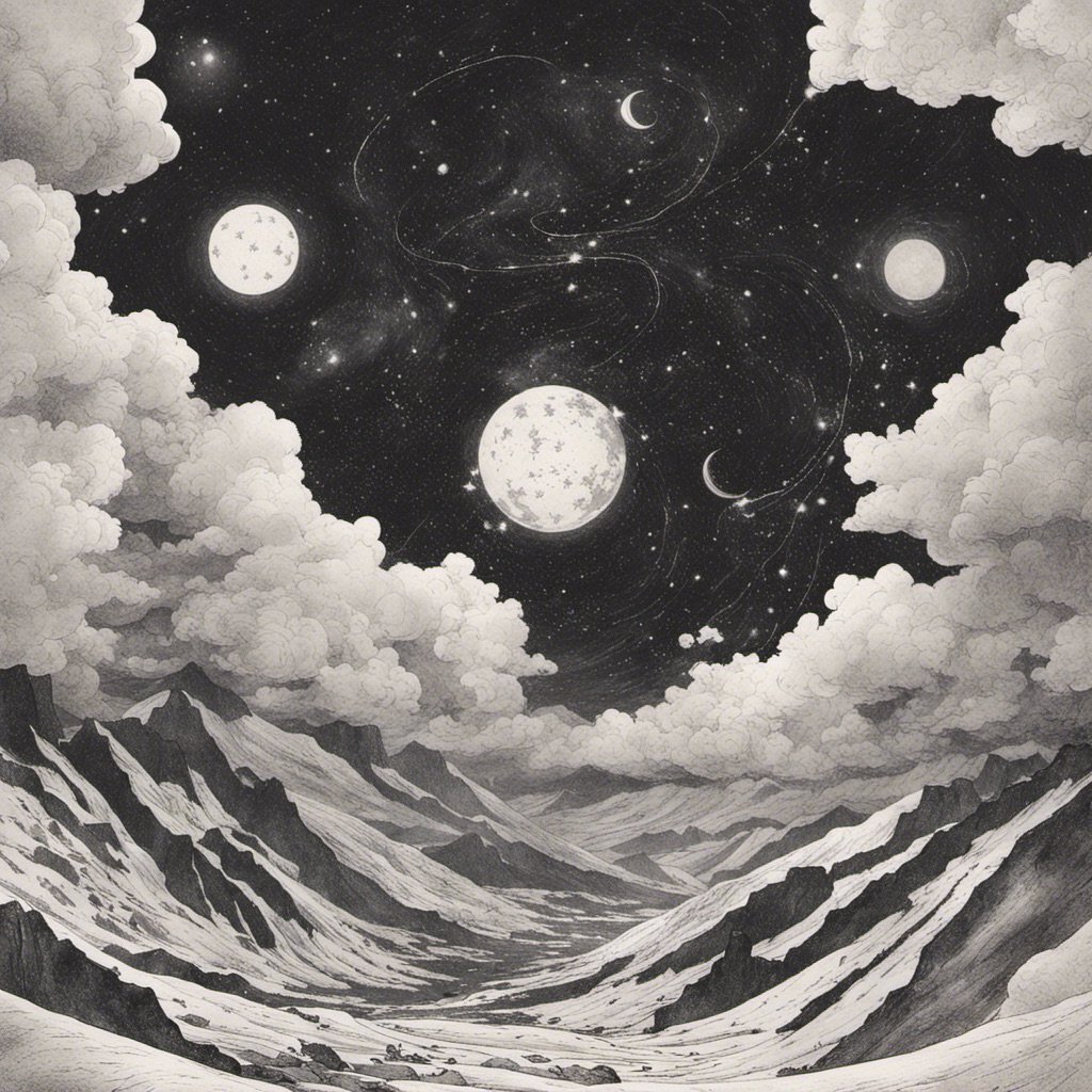 "to the west the cloudbanks stood above the mountains like the dark warp of the very firmament and the star-sprent reaches of the galaxies hung in a vast aura above the riders' heads" Cormac McCarthy × Stable Diffusion XL1.0